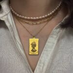 گردنبد دو لاین هرمس با آویز الیزابت مستطیلی