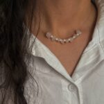 گردنبند سنگ رزکوارتز و مروارید شماره 3