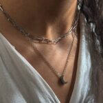 گردنبند دو لاین ماه سیلور