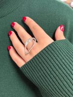 انگشتر ابکاری نقره گرد تو خالی - Image 2