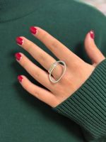 انگشتر ابکاری نقره گرد تو خالی